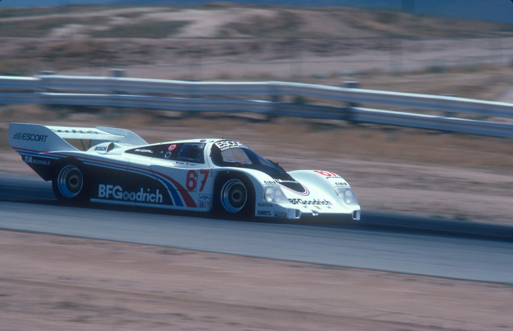 #67_BFGoodrich Porsche 962_Jim Busby Racing_back straight_Riverside Raceway_April 1985