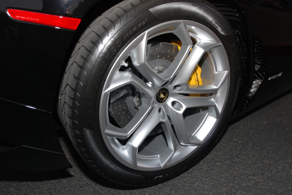 gloss black Lamborghini Aventador_rear wheel_Cars&Coffee/Irvine_1/28/12