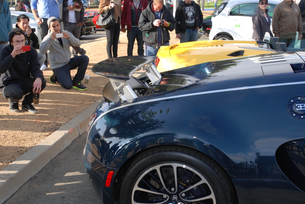 Dark blue tinted carbon fiber Bugatti Veyron Super Sport_retracting rear wing_Cars&Coffee/Irvine_2/25/12