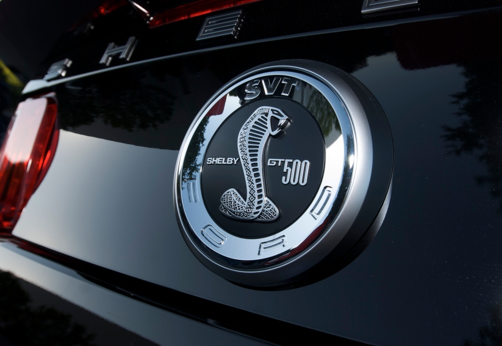 Black Ford mustang_Shelby GT 500 rear badge_Cars&Coffee_5/28/12