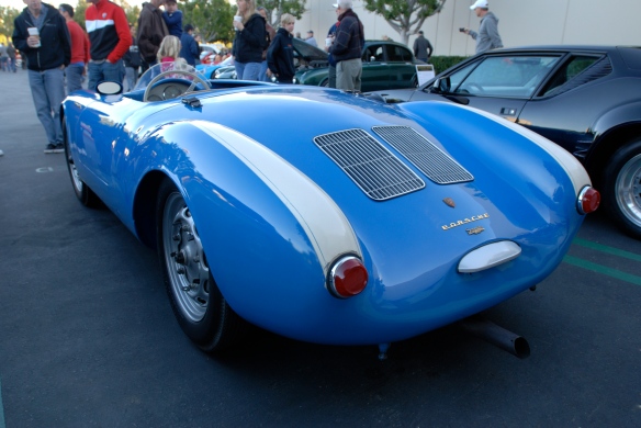 Blue 1955 Porsche 550 Spyder_3/4 rear view _Cars&Coffee/Irvine_February 16, 2013