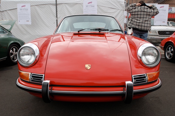 50th anniversary  of the Porsche 911 display_ Red 1971 911T  coupe / front view _California Festival of Speed_April 6, 2013