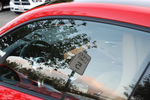 2014 Guards Red Porsche 911 Turbo S_drivers side window reflection_cars&coffee_December 21, 2013
