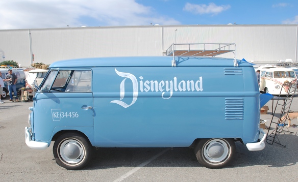 Dove Blue late 1950s Type 2 panel van_side view w/ Disneyland logo_OCTO Winter meet_Long Beach , CA_February 8, 2014